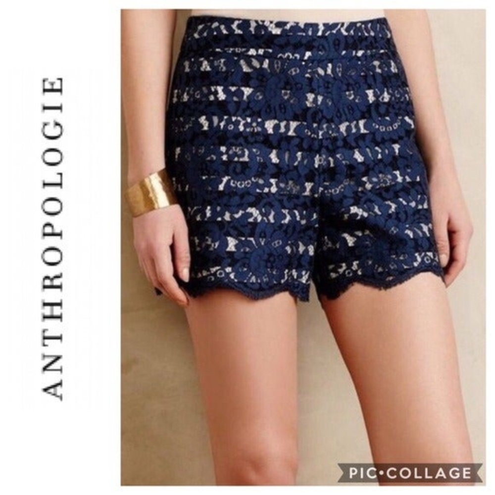 ANTHROPOLOGIE | Cartonnier Lace Navy Shorts